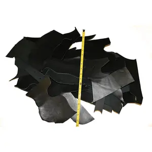 5 LB Scrap Leather Cowhide 7-10oz Assorted Sizes Black Vegetable Tanned