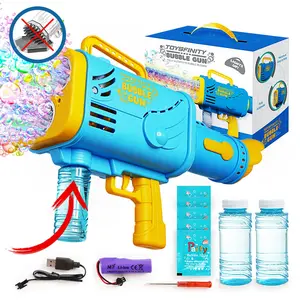 Toysfinity Electric Bazooka Bubble Maker for Kids Ages 3-12 & Adults with 3 Powerful Fans 5000 Bubbles per Minute LED Lights & 1200mAh Battery Best Birthday Party Favor Family Entertainment