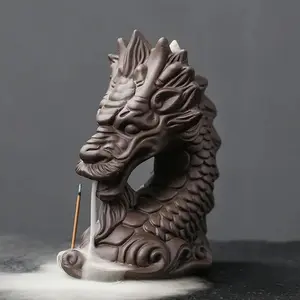 Creative Dragon Design Incense Burner, 1 Count Chinese Style Backflow Incense Holder, Desktop Decorative Incense Burner for Home Office Decoration
