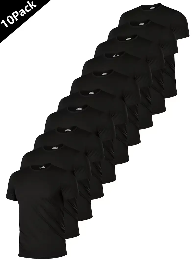 MTTYYD 10-Pack Stock up Men's Black Crew Neck T-Shirt,Short Sleeve,Comfort Fit undershirts basic T-shirt Basic Tee Menswear summer t shirts t shirt packs for men t-shirt t shirt for men clothing 10 pack t shirts for men for gym campingessentials
