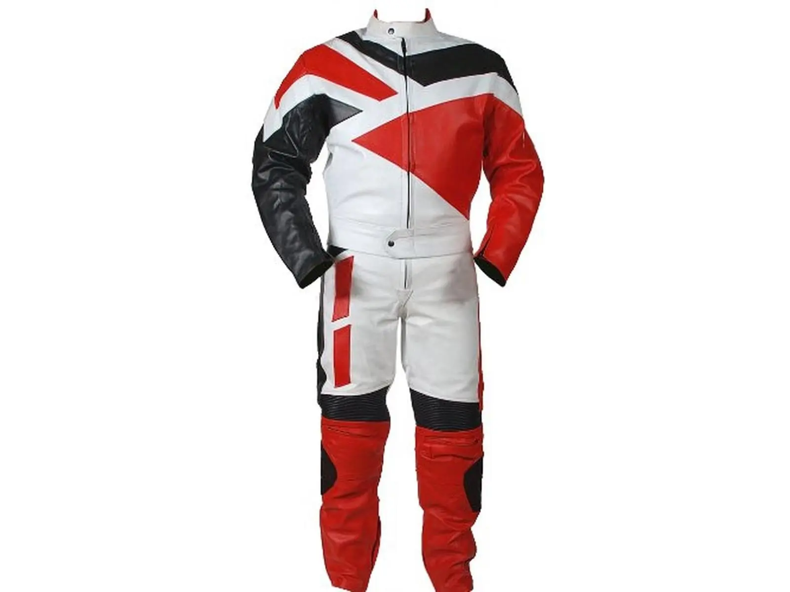 Shelter 333R-XL All-Leather 2-Piece Motorcycle Racing Track Suit - Abrasion-Resistant, Full Circumferential Zipper, 1 Inside Chest Pocket, Race-Legal on All Tracks, Removable Dual Density Armor, Red, Extra Large