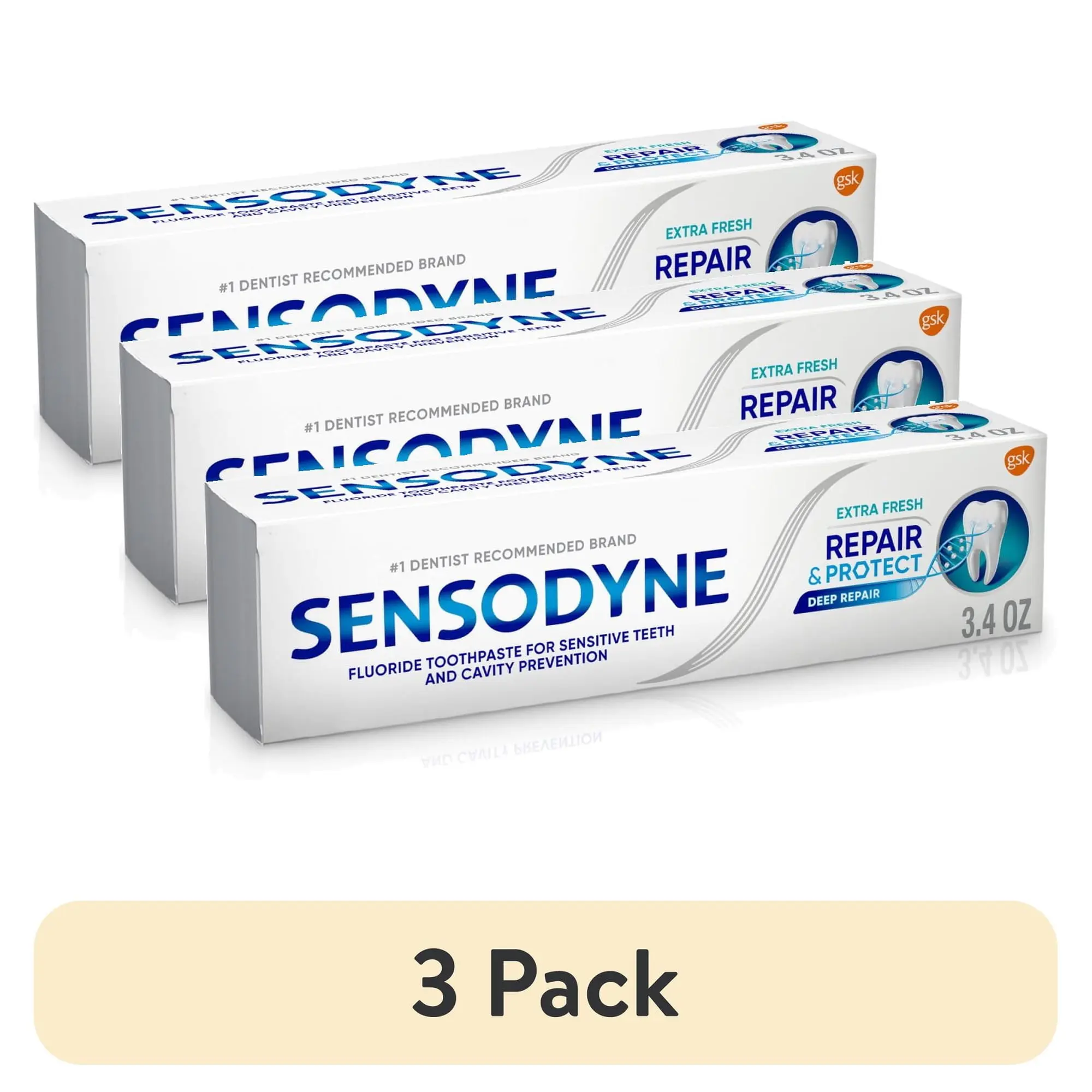 (3 pack) Sensodyne Repair and Protect Sensitive Toothpaste, Extra Fresh, 3.4 Oz