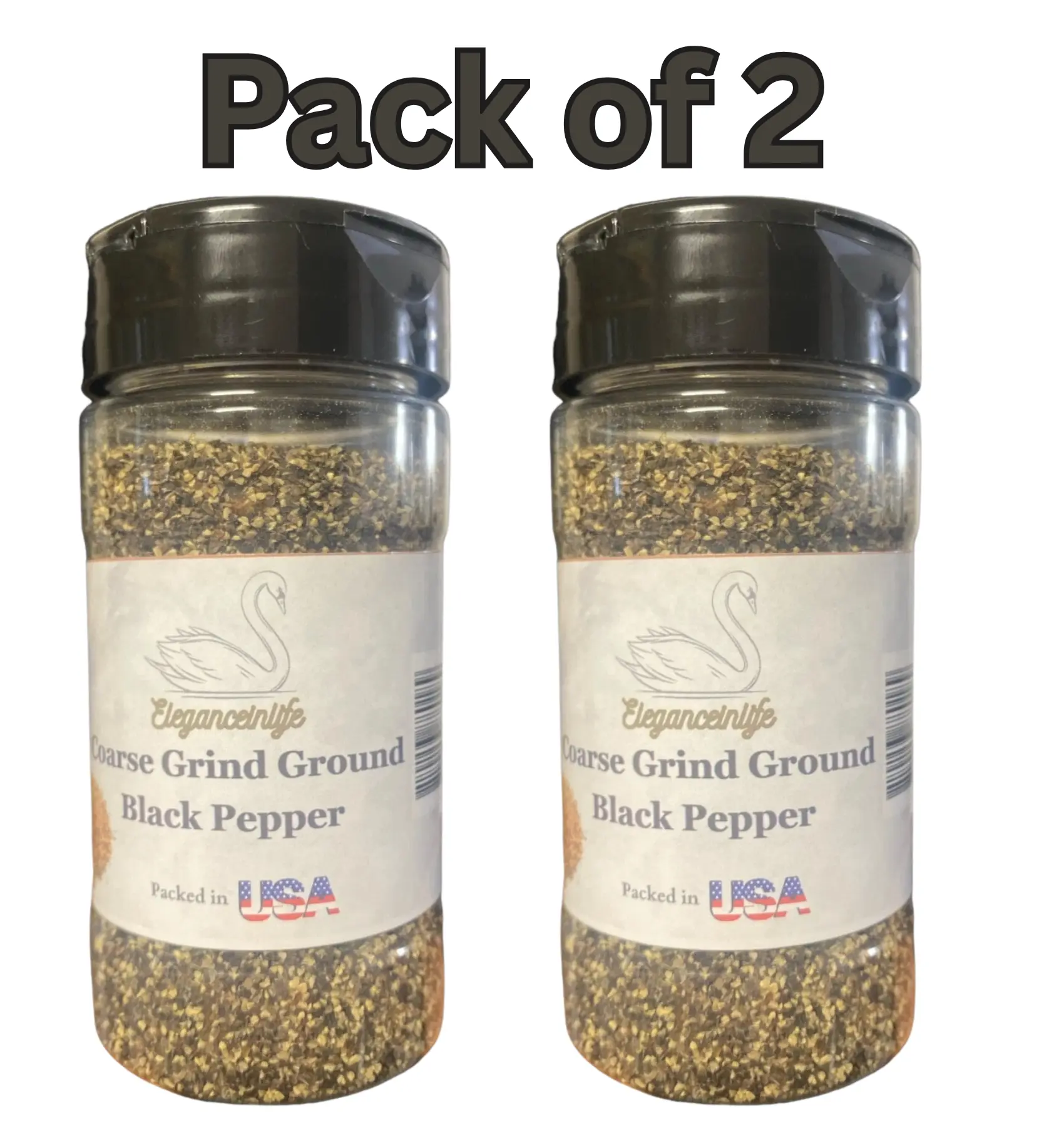 Eleganceinlife Coarse Grind Ground Black Pepper 4.4 oz Pack of 2 Bold Flavor Made in USA for Cooking Enthusiasts
