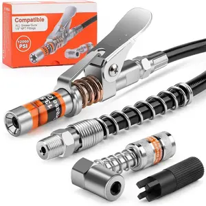 12000 PSI Quick Release Grease Machine Coupler Set Car Repair Tool Automotive Maintenance Tools with 90 °     Grease Coupler Adaptor for Tight Spaces