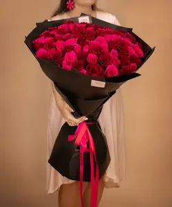 Red & Hot Pink Rose Bouquet