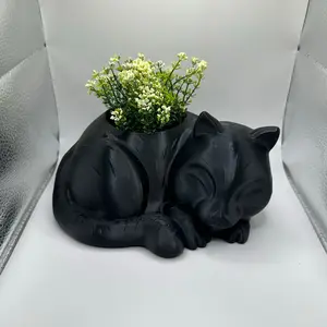 Sleeping Kitty Planter 3D Printed – Cute Cat Flower Pot