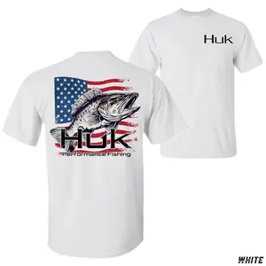Huk Performance Fishing T-Shirt – Walleye American Flag Graphic Tee, Patriotic USA Angler Apparel, Vintage Outdoor Fisherman Shirt, Casual Fishing Top for Men and Women