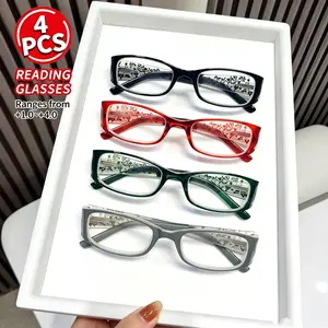 4 pairs of blue light filtering reading glasses, women’s reading glasses for presbyopia, stylish and elegant design, suitable for everyday wear at home or in the office, eye strain relief glasses, Teacher’s Day wholesale gifts, modern women’s eyewear