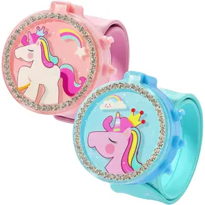 CDF-02   Kids Watches for Girls, 2PCS Unicorn Digital Sport Watches Ages 3-6, Outdoor Cartoon Silicone Slap Bands, Gift for Birthdays & Special Occasions
