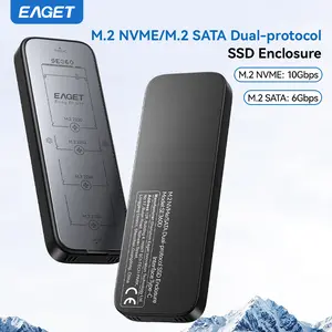 Eaget M.2 SATA/M.2 NVME Dual-protocol Dual Protocol SSD Enclosure, USB3.2 Gen2 10Gbps  High-Speed Transfer, Magnetic & Metal PC Material, Multi-System Compatible, External Storage for Laptop/PC, Holiday Gift