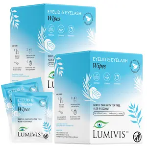 Lumivis Tea Tree Oil Eyelid Wipes - 72 Individually Wrapped Pads for Eye Care