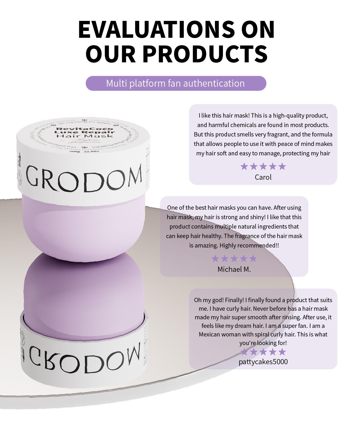 GRODOM Keratin Repair Hair Mask,Deep Conditioning Hair Treatment for Damaged Hair,Anti-Frizz Hydrating Hair Mask for Dry Curly 3A to 4C Hair,Color-Treated Hair Care,Cuticle Sealing Deep Nourishing Hair Repair,300ml