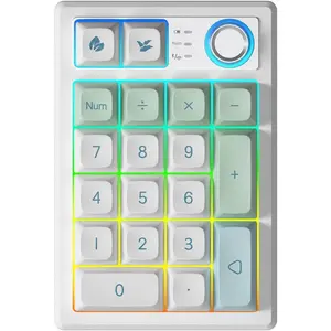 Gasket Creamy Mechanical Numpad Programmable Macro Keypad  2.4G/ 5.0/Wired USB-C RGB Backlit Hot Swappable Number Pad Rechargeable Numeric Keyboard Metal Knob for Win/