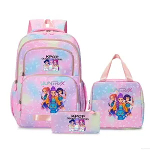 KPop Demon Hunters Backpack Rainbow Color Rumi Mira Zoey HUNTR/X Saja Boy Girl Capacity Teens School Bags Outdoor Mochilas