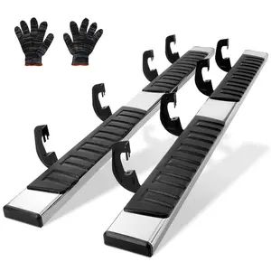 VEVOR Running Boards, 6 Step Bars Compatible with 2007-2018 Chevy Silverado/GMC Sierra 1500 Crew Cab/2019 2500HD 3500HD 1500 LD, 201 Stainless Steel Side Steps Nerf Bars, 500LBS Capacity, 2 Piece