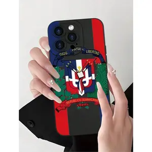 Dominican Republic Emblem Pattern Design Theme Aesthetic Cute Phone Case,Suitable for iPhone17/iPhone17 air/iPhone17 pro/iPhone17 pro max/16 Pro Max/15 Pro Max/14 Pro Max/13 Pro Max/12 Pro Max/11 Pro Max , Compatible With Samsung Galaxy Series A54/A53