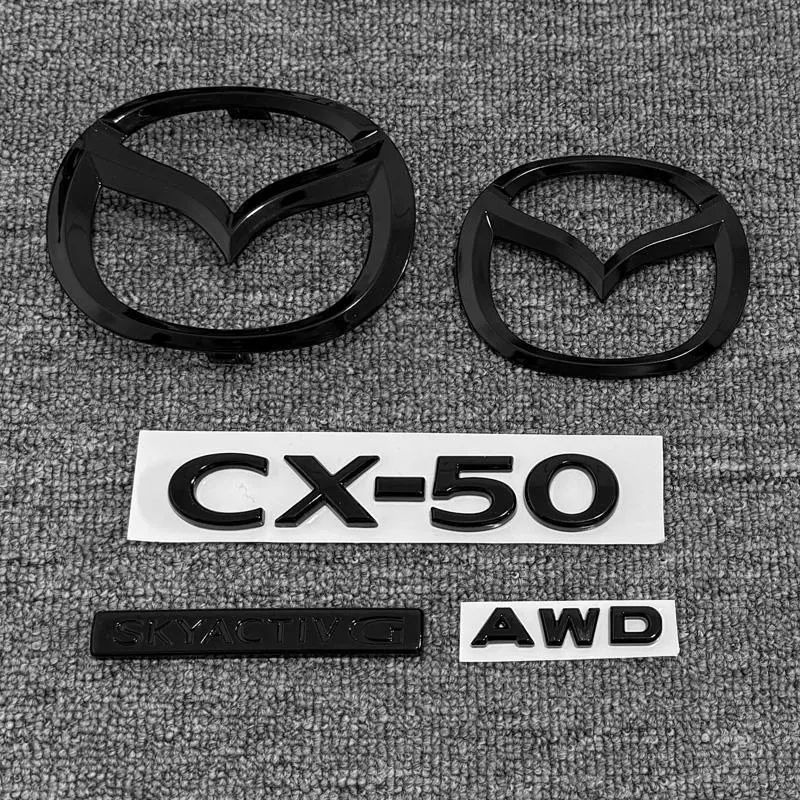 For Mazda CX-50 Logo glossy black carbon 3D Body Replaced Sticker Rear Tail Refitting Decoration Plastic Car Front Trunk Emblem