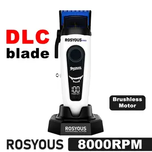 ROSYOUS RSpro-106 Men's Hair Clipper DLC Blade 8000RPM Brushless Motor with Base Charger Professional Hair Clipper for Barber Shops