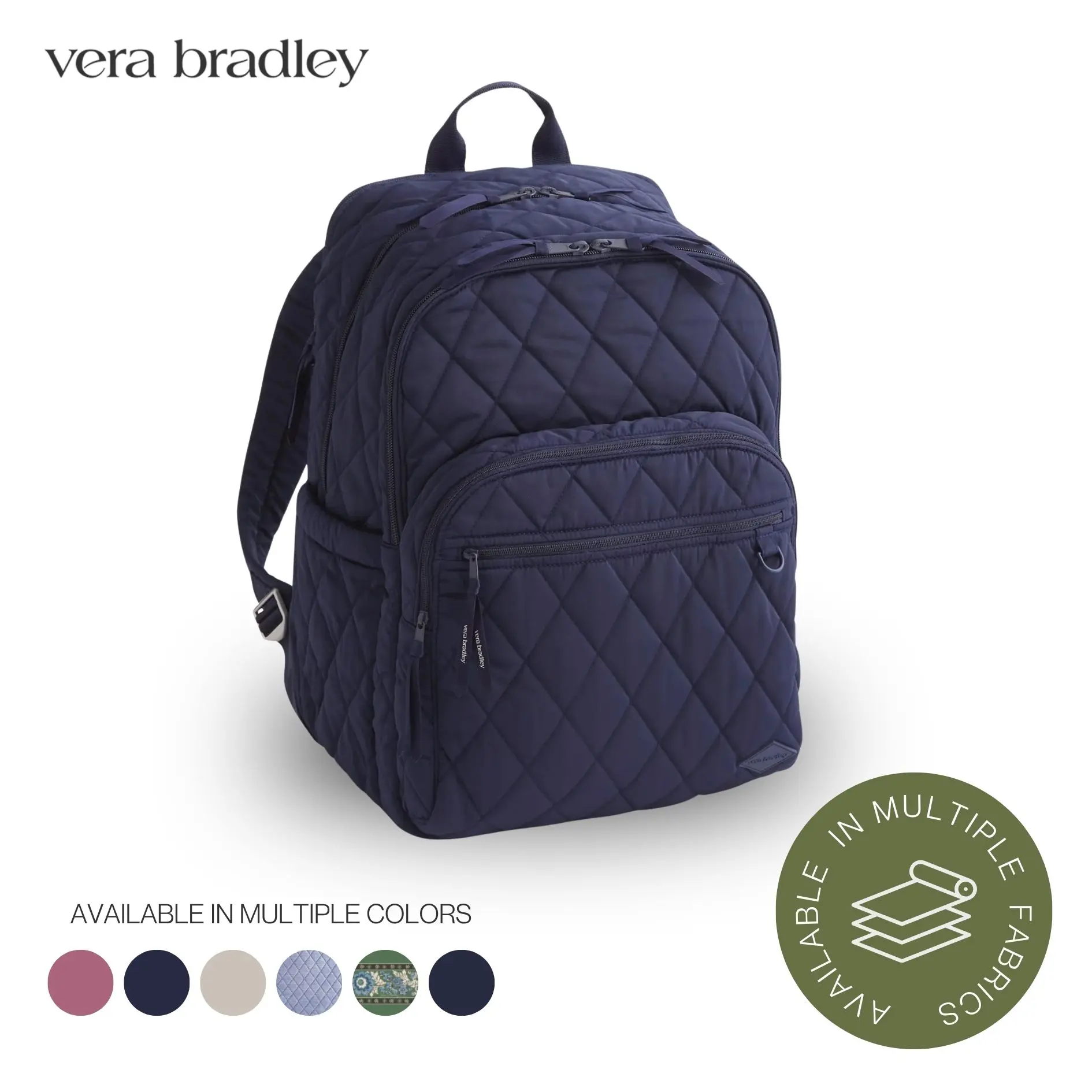 Vera Bradley XL Bancroft Backpack | 17" Laptop Travel Backpack in Multiple Fabrics, Colors & Patterns with Expandable Storage