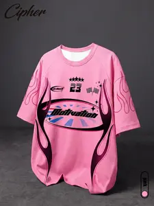 Motivation Racing Graphic Print Pink Oversized Tee Motivation