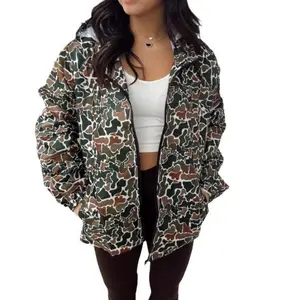 2025 New Camouflage Rainproof Jacket Women's Long Sleeve Zipper Slim Fit Coats with Multi-Pockets Autumn Outdoor Wear Casual Fashion