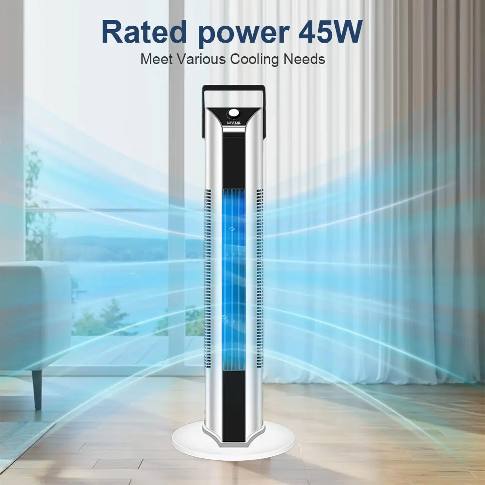Gallon Portable Evaporative Cooler, 3 Speeds, 2 Modes, 90°Oscillation, Swamp Bladeless Tower Fan Air, Quiet Tower Fan, Bladeless Standing Fan, White,