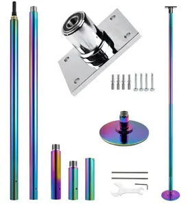 Professional Permanent Mount Dance Pole, 45mm(1.77") Chrome‑Plated Steel Spinning Static Pole, 440lbs/200kg Capacity, CE Certified, for Home Studio Gym Pole Fitness & Dancing