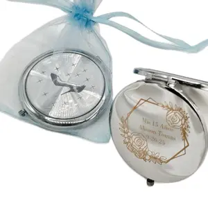 Elegant Double-Sided Mirrors 12pcs Quinceañera Favors Personalized Mirrors 3 Inches Recuerdos for Quinceañera with Free  Organza Bags