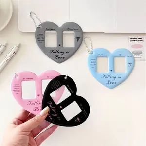 PVC Cartoon Heart Mini Photo Keychain Frame Cute 1 Inch Photo DIY Idol Key Chains for Fans K pop Accessories for Women Girls
