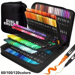 Double Head Art Markers Set, Dual Tip Design for Coloring, Sketching, DIY Projects, 36-120 Colors, Ideal for Artists and Beginners