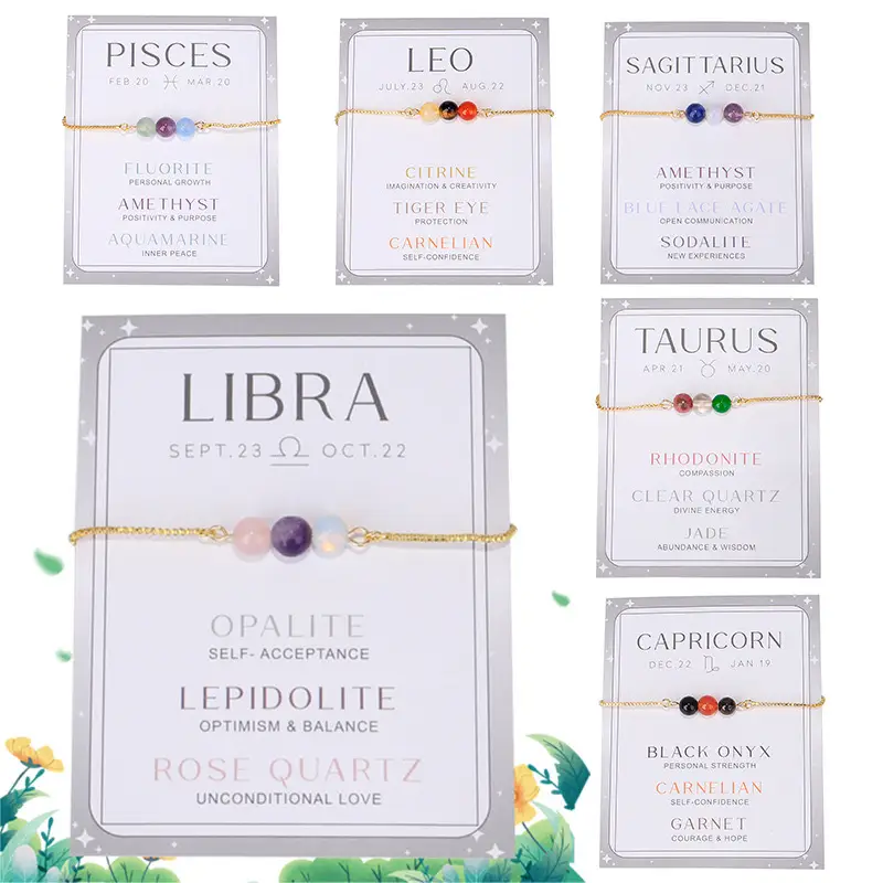 Zodiac Crystal gemstone bracelet Wedding Engagement Daily Birthday Auspicious Anniversary gifts for women
