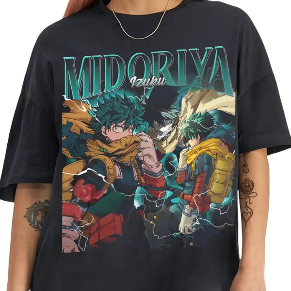 Limited Izuku Midoriya Y2K Anime T-Shirt, Vintage Manga Graphic Tee, Retro Otaku Streetwear, Anime Fan Shirt, Unisex