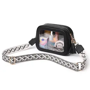 1pc Multi-Function Clear Women's Crossbody Bag, Large Capacity Shoulder Wristlet Purse, Litchi Grain PU Leather Waterproof Wallet with Adjustable Detachable Strap, Versatile Bag for Daily Commute Travel Shopping Dating