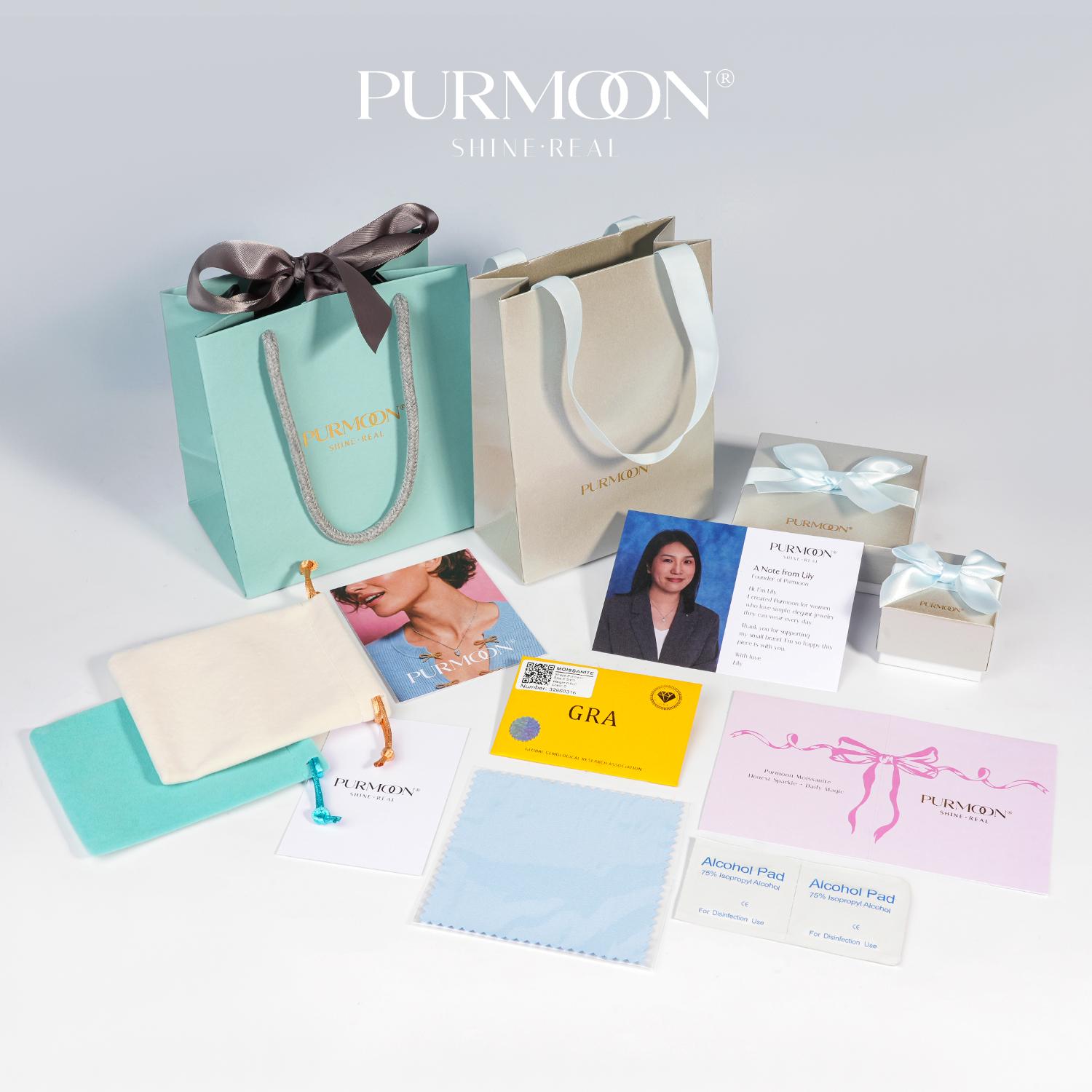 [Round Essentials Necklace] Purmoon 1CT Round-Cut Moissanite Necklace S925 Sterling Silver 18" Adjustable Everyday Necklace