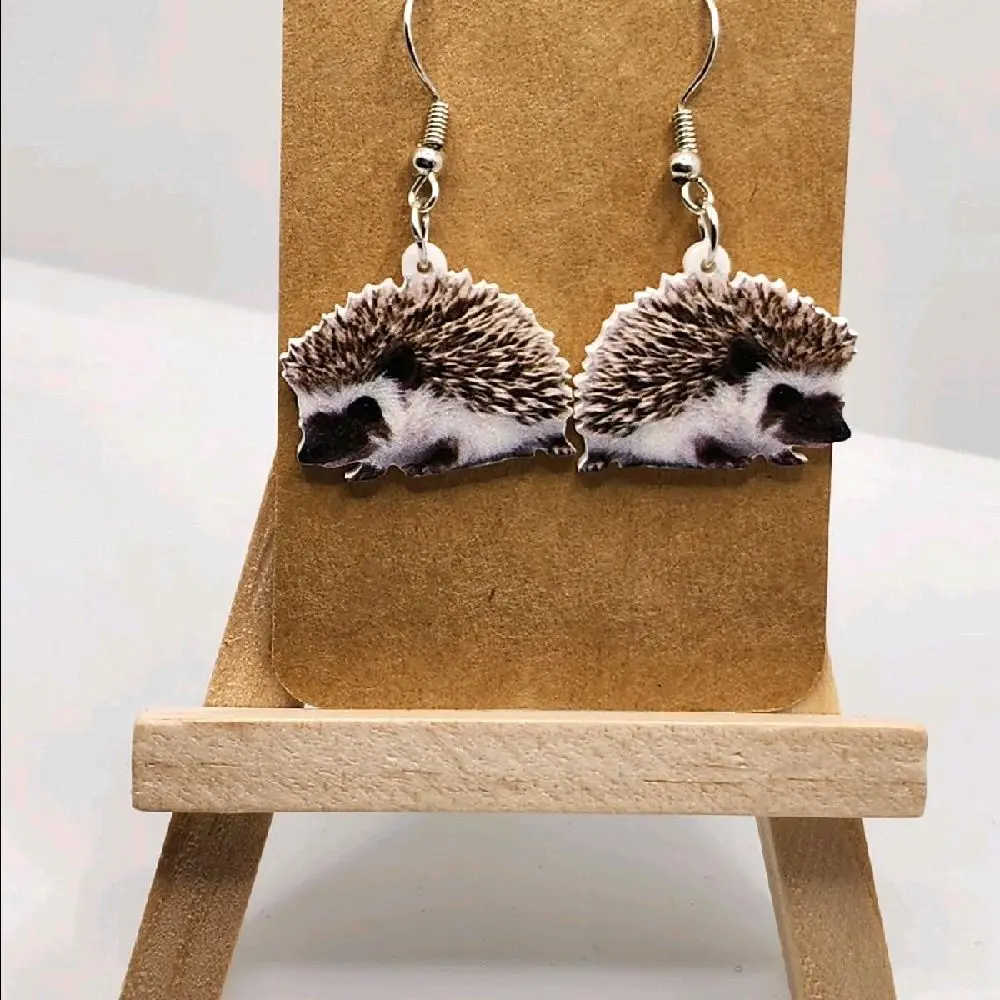 Hedgehog Hook Earrings - Cute, Charming Design, Lightweight Plastics, Unisex Appeal Costume Jewelry for Animal Lover Gift