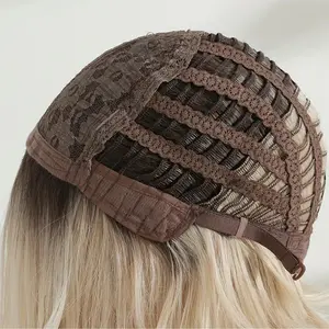 Ladies Wig - Ash Gray Gradient Synthetic Hair Euro-American Straight Bob Wig with Chic Highlighted Bangs for Daily Wear & Travel 250g