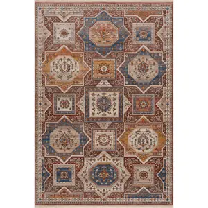 HomeRoots 515851 5 x 8 ft. Red Southwestern Rectangle Area Rug