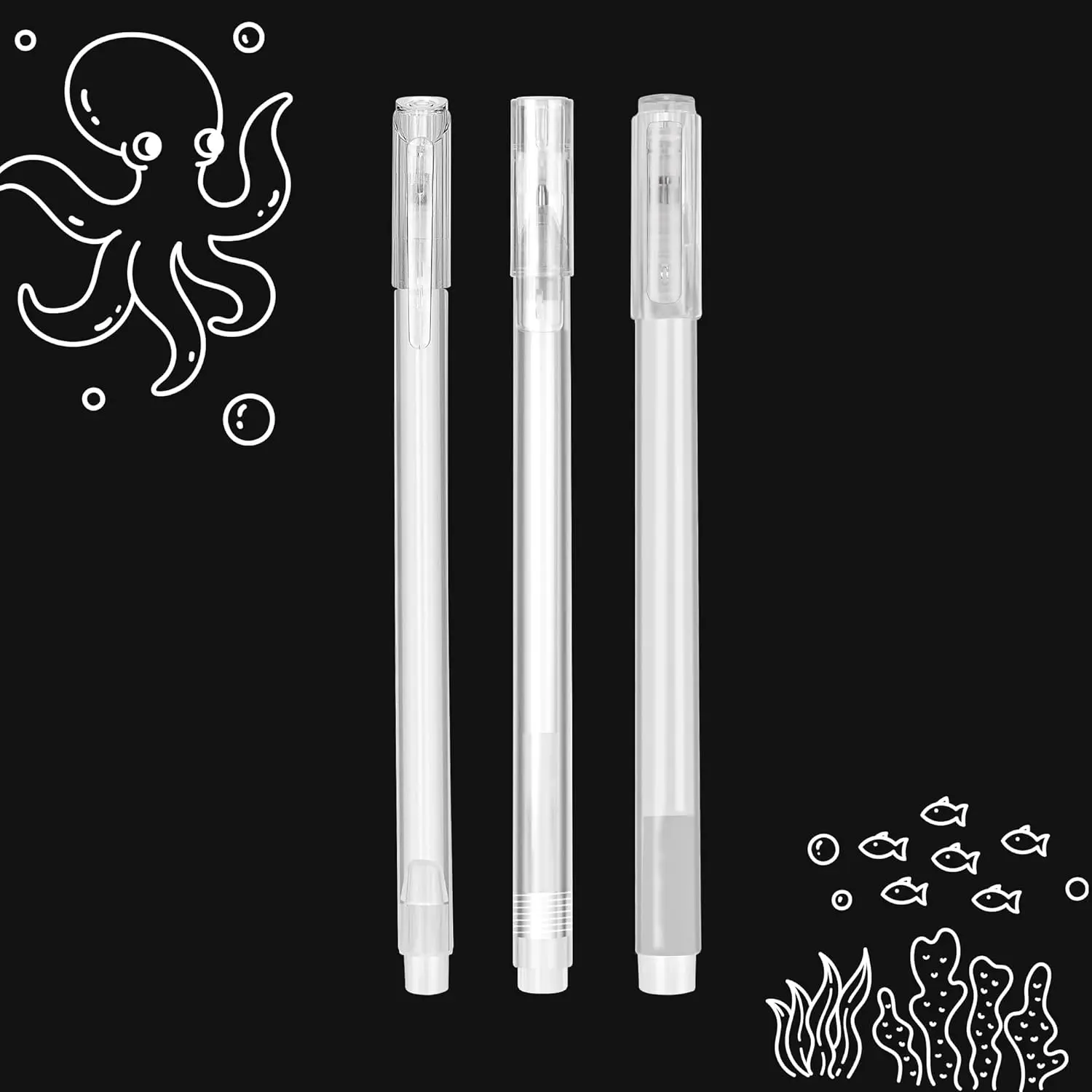 White Gel Pen White Ink Pen Set Point Gel Pens for Black Paper Art Drawing Journaling Writing Sketching (0.6 0.8 0.1, 3)
