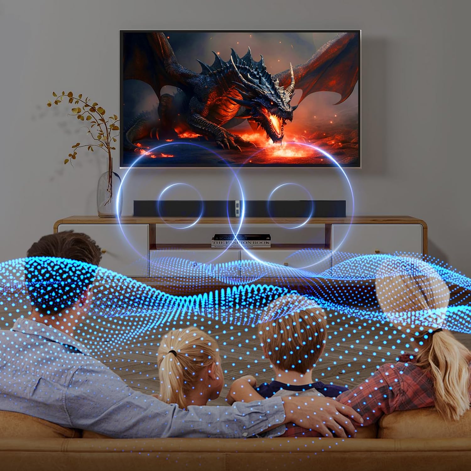 Sound Bar for Smart TV, 100W Wireless Bluetooth Soundbar with Deep Bass, 3D Surround Home Theater Audio System, HDMI ARC/Optical/AUX Compatible for TV/PC/Tablet/Game Console