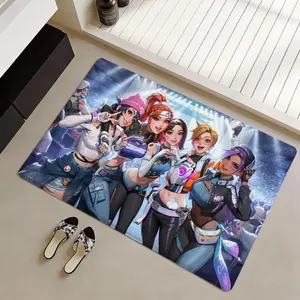 Overwatch Shooter game Floor Mat Non-Slip Soft Flannel Thickened Rug Indoor Door Mat Ultra Soft Absorbent Wear-Resistant Floor Mat for Living Room Hallway Entryway Front Door Porch Durable Non-Skid Home Decoration Mat for Indoor Daily Use