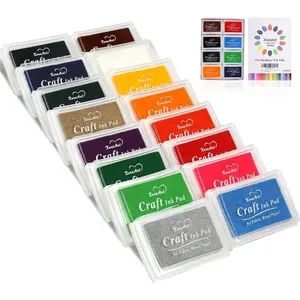Finger Ink Pads for Kids Washable Craft Ink Stamp Pads 16 Color DIY for Rubber Stamps Paper Scrapbooking Wood Fabric Best Gift for Kids