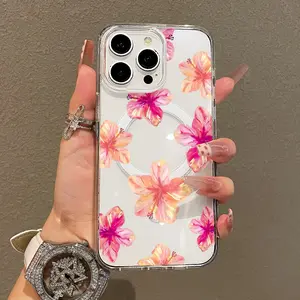 Soft Girl Magnetic Case for iPhone11/12/13/14/15/16/promax, Shiny flower collage Lightweight, Drop-Proof, MagSafe Compatible | Perfect for Teen Girls