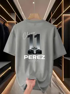 Cadillac F1 Racing Theme Print Short Sleeve, Casual Tee for Race Fans, Perfect for Watching Races, Daily Commute, Parties