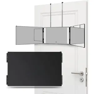 LED Lights 3 Way Mirror for Self Hair Cutting 360° Mirror with Self Haircut Mirror with Height Adjustable Hooks Lighted Makeup Mirror