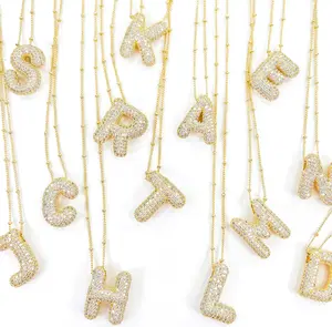 Dainty Paved CZ Initial Letter Necklace for Women, 14K Gold Plated Personalized Single Alphabet Pendant Thin Chain Hypoallergenic Stackable Name Jewelry Gift for Her Birthday Valentine