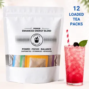 12 Premium Loaded Tea -Caffeinated Powder-Sugar Free-Hydration Powdered Beverage-Energy Drink Low Calories r Variety Flavors