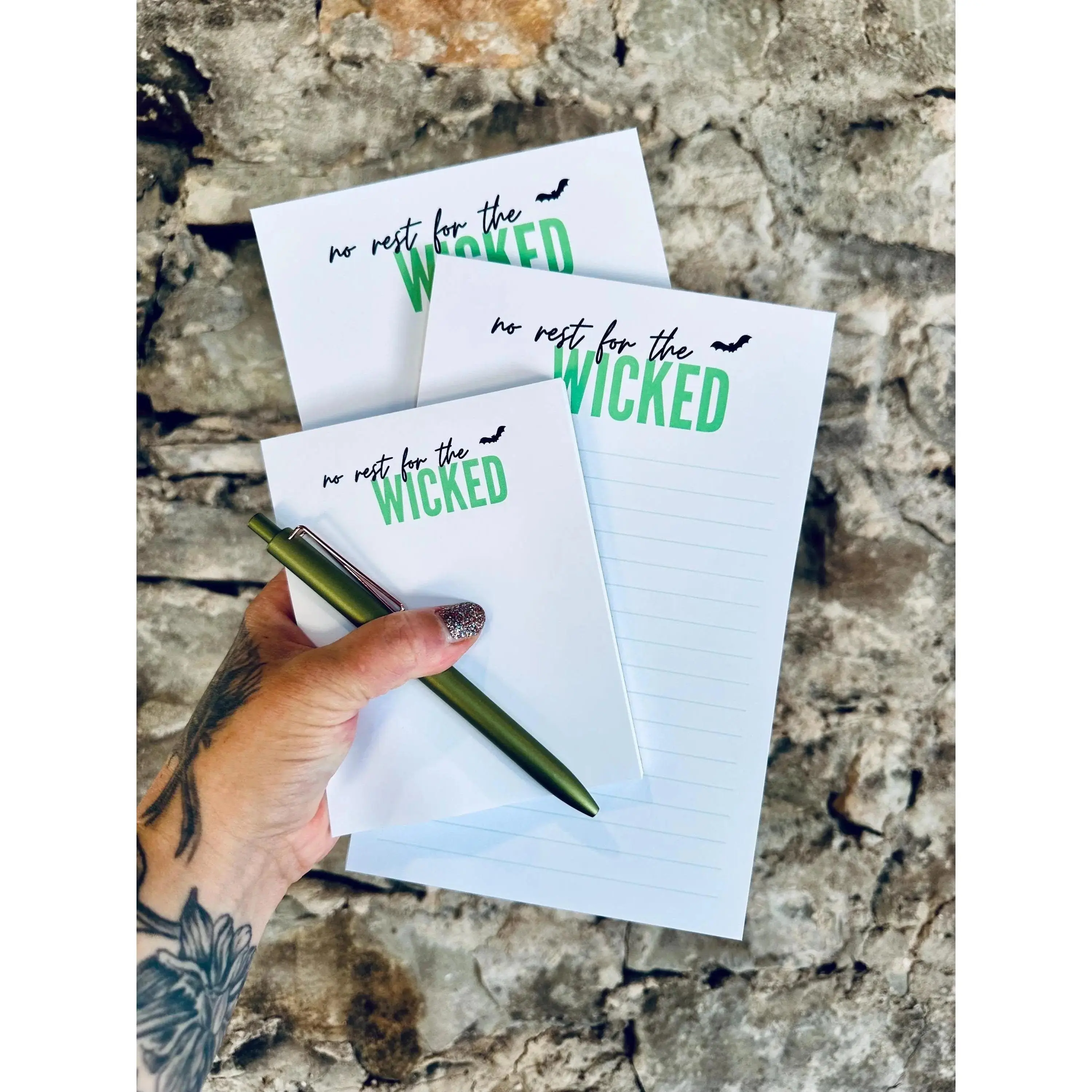 No Rest for the Wicked Full & Quarter Page Notepad, 50 Page A5 Spooky, Halloween Themed Notepad tear-off notepad notebook goal set convenient shopping stationery lover task list