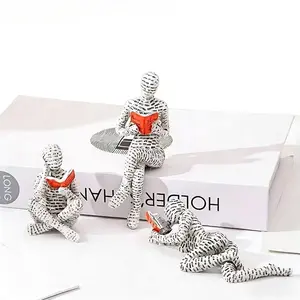 Set of 3 Resin Reading Women Figurine - Cute Abstract Art Statue for Desk Bookshelf, Home Decor Ornament for Bedroom Living Room Office Study, Unique Gift for Reader Girl Women