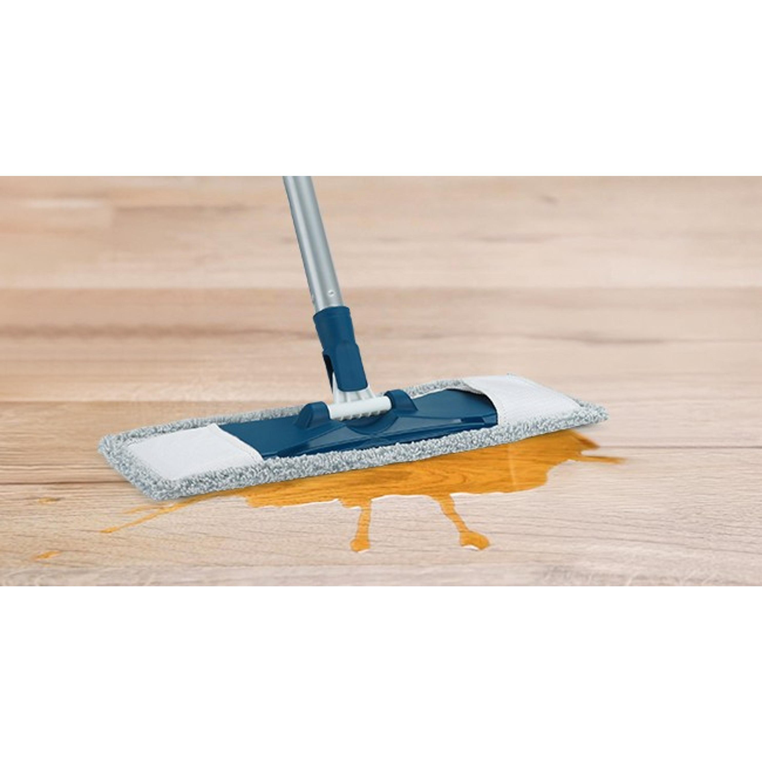 Collapsible Mop and Bucket Set with Scrub Mop and Brush, Tile Laminate Hardwood Floor Brush and Flat Mops for Floor Cleaning, Foldable Bucket with Washable Microfiber Mop(Blue)