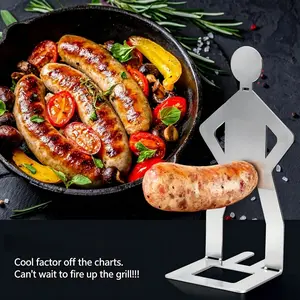 Funny Human-Shaped Sausage Rack 304 Stainless Steel - BBQ Grill Stand for Sausages, Outdoor Party Prop
